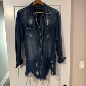 Distressed Blue Jean Jacket